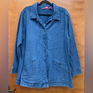 Woman Within denim a-line swing coat button down w/pockets cotton size 1X